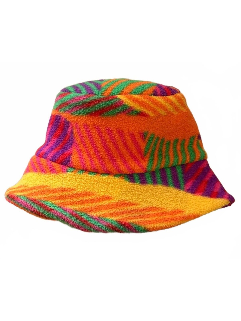 NWOT colorful rolled-brim fleece hat or bucket hat - adult
